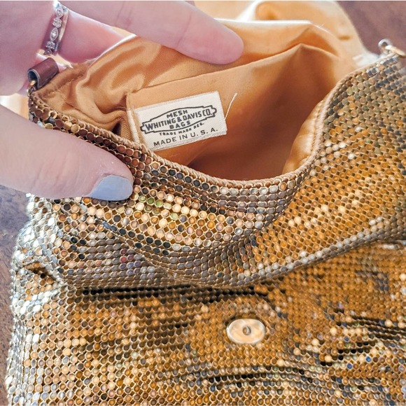 Whiting & Davis Shimmering Gold Mesh Shoulder Bag - Picture 2 of 7